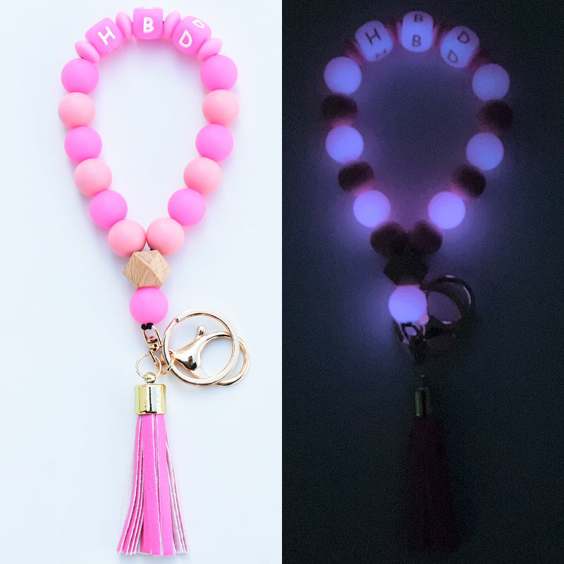 Wholesale Silicone Beaded Alphabet Wrist Keychain